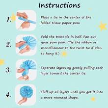 Tissue Paper Pom Poms - 24 Pieces Set - Assorted Sizes - Blue Party Decorations For Birthdays, Weddings, Special Occasions (Blue Navy Assortment)
