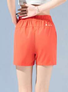 1pc Women's Quick Drying Breathable Workout Shorts, Seamless Running & Beach Shorts - Watermelon Pink - View 2