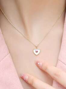 Exquisite Original Love Necklace For Women, Sterling Silver, Luxury Japanese And Korean Ins High-End Shell Pendant Peach Sweetheart Suitable For Daily Wear - White Shell Heart Necklace - View 4