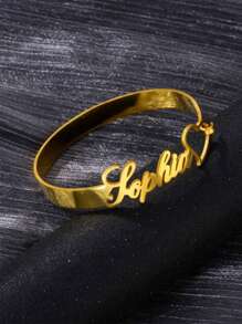 Custom Stainless Steel Bracelet With Personalized Tag, Letter, Heart Pendant Bracelet For Women, Wedding Gifts Valentine's Day, Christmas, White Day, Confession Gifts