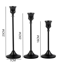 3 pièces Lot de porte-bougies noirs - style conique, vintage, pour cheminée, table, décoration de mariage