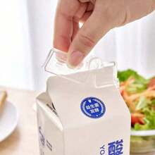 2pcs/Set Minimalist Creative Milk Carton Style Sealed Refrigerator Drink Box With Transparent Lid, Suitable For Daily Use