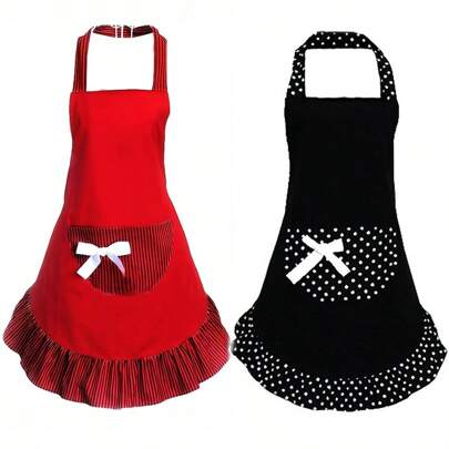 1pc Bow Apron, Cute Retro Style, Sexy Vintage Apron For Women, Girls, Kitchen, Mother's Day Gift