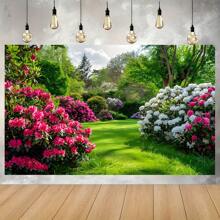 Jardim de primavera multifuncional com banner de poliéster com cena floral - perfeito para casamentos, chás e piqueniques ao ar livre - sem necessidade de energia
