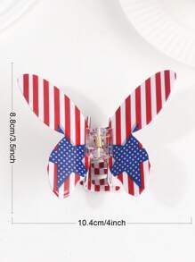 1 PIEZA Clip de pelo de 10 CM con bandera estadounidense impresa por ambos lados en PVC en forma de mariposa