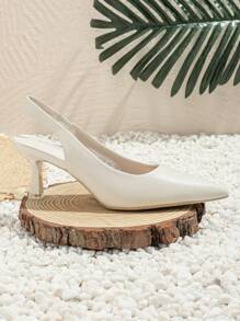 Xin Jing Shoes 棕色高跟鞋，带皮带扣，麂皮材质凉鞋/短靴，完美搭配开衫/毛衣，四季皆宜的高帮款式，闭趾设计，优雅的小猫跟，派对必备 - 白色 - 查看 3