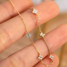 防水 18K 镀金迷你锆石花朵吊坠手链链女士精美珠宝礼物奢华女式手链手镯