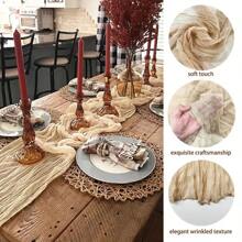 1 件 35 * 71/118/157 英寸奶酪布桌旗和餐巾，波西米亚奶酪布桌布，透明乡村桌旗，波西米亚风格桌旗适用于婚礼拱门、花园拱门、新娘送礼会装饰，非常适合婚礼、斋月、开斋节、节假日、节日、生日派对、装饰品、家居装饰（多种颜色可选），可用作圣诞节礼物 - 香檳色 - 查看 2