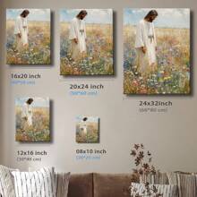 1 Pc, Framed Canvas Wall Art Jesus, Jesus, Art Print Canvas Poster, Canvas, Wall Art, Living Room, Kitchen, Bedroom, Bathroom, Classroom, Office, Dorm Room, Hallway, Cafe, Bar, Home, Home Decor, Wall Decor, Framed Wall Newspaper, Art Print, Wall Art, Holiday, Gift, Room Decoration. Home Decoration Festivals 4 - 黑色 - 查看 4