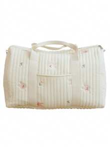 1pc Personalized INS Mommy Bag, Large Capacity Letter Embroidered Teddy Bear Tote Bag, Casual Versatile Mom Outdoor Lightweight Handbag, Multi-Functional Large Capacity Storage Tote Bag With Stroller Hook, Suitable For Daily Use, Can Be Given As A Gift To Family And Friends, School Supplies, For Teenagers, Junior High School Students, Middle School Students, High School Senior High School Students, College Students, University Students, Freshman, Sophomore, Underclassmen - Multicolor - View 12