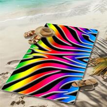 1pc Colorful Printed Beach Towel, 100% Polyester, Lightweight, Quick Dry, Absorbent, Modern Style, Rectangular Shape, Hand/Machine Washable, Suitable For Yoga, Travel, Swimming, Beach, Fitness, Camping, Bathroom, Valentine's Day, Birthday Gift Beach Essentials - Multicolor - View 9