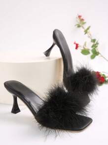 Women Square Toe Crossed Strap Thin Heel High Heels, Suitable For Daily Commuting, Versatile And Comfortable To Wear, Soft And Slim Leather, Makes You Look Slim And Tall