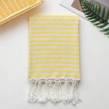 1 pieza Toalla de playa turca a rayas de secado rápido y ligera, ideal para la playa, el campamento, la natación, el soleamiento, los viajes, las actividades de ocio y los accesorios para fiestas