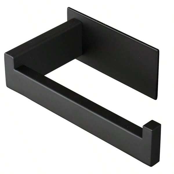 Toilet Paper Holder, Self-Adhesive Tissue Holder, Stainless Steel Anti-Rust Paper Roll Holder, No Need To Drill, Easy To Install, Suitable For Office And Bathroom (Matte Black)