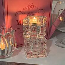 1 件多功能玻璃蜡烛装饰品，适合家庭使用，适合餐桌。透明水晶蜡烛，非常适合在欧式婚礼场景中营造浪漫氛围。