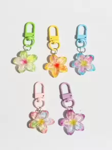 5 件渐变色树脂茉莉花形钥匙扣，时尚汽车钥匙吊坠，背包汽车配件包魅力学院风可爱哥特 Y2K - 5朵花朵鑰匙扣 - 查看 1