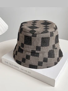 1pc Korean Style New Contrast Color Plaid Fashionable Bucket Hat, Casual Versatile Sun Protection Bucket Hat, Stylish Japanese Design - Multicolor - View 6