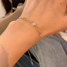 1 件优雅伸缩锆石水晶手链，奢华简约设计百搭女士手链 - 金黃色 - 查看 2