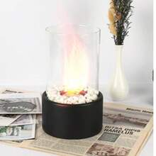 1 件舒适便携式不锈钢室内壁炉 - 带圆形玻璃棒加热器炉氛围灯，营造温暖氛围和放松 - 紧凑、节能、适合家庭或办公室使用，圣诞装饰灯 - 彩色 - 查看 8