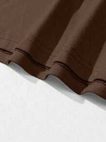 Men's Crew Neck Short Sleeve Casual T-Shirt, Solid Color Minimalist Fashion, Spring/Summer Daily Wear - Coffee Brown - View 4
