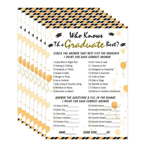 36pcs Graduate Research Best Graduation Game Cards, 2025 Graduation Party Game Cards, University School Graduation Party Game Activities Supplies