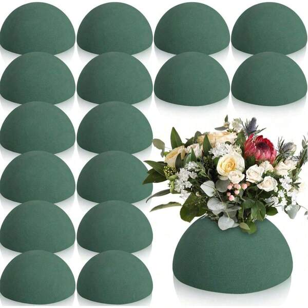 1 confezione di mezze sfere in schiuma floreale secca verde - riutilizzabili, blocchi di schiuma per artigianato facili da tagliare per composizioni fai-da-te, matrimoni, feste, decorazioni per la casa - schiuma floreale stagionale per piante artificiali