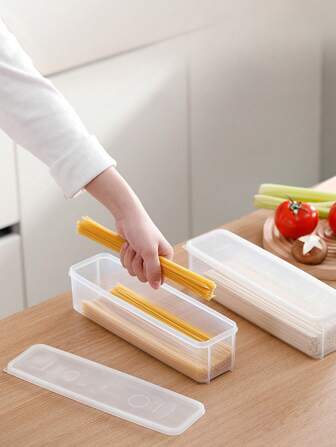 1 个意大利面容器、意大利面条容器、面条储存盒、食品储存容器、厨房收纳盒、密封食品储存容器、谷物容器、谷物储存容器、透明设计、方便取用、节省空间、保持新鲜、有序储存