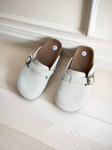 2025 Wiosna Nowość Retro Backless Slip-On Sandały Dla Dziewczynek, Skórzane Mokasyny Z Klamrą