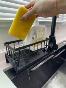 Multifunctional Kitchen Sink Organizer Rack, Counter Draining Rack, Sponge & Rag Hanging Basket, Faucet Side Mounted Rack - Multicolor - View 2