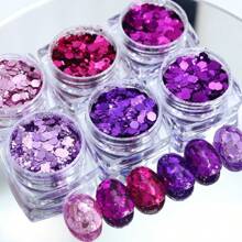 6 Pieces/Set Holographic 3D Sequins Nail Glitter Flakes Mixed Mirror Hexagon Spangles Paillette Nail Art Decorations Manicureon