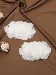 2pcs Fashion Multi-Layer Chiffon Big Flower Detachable Shoe Clips, Suitable For High Heels, Sandals, Wedding, Graduation