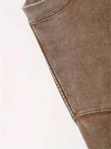 EWH Vintage Men's Vintage Washed Short Sleeves With Artistic Text Printing, Loose Street Style Short SleevesDG004 - Cà phê nâu - Xem 5