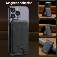 LC.IMEEKE 1pc Pu Leather Magnetic Wallet Card Holder Stand MagSafe Accessories Compatible With Phone 16 15 14 13 12 Pro/Pro Max/Plus/Mini