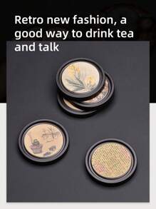 1pc Wooden Drink Coaster Holder Set, Creative Tea Cup Tray Storage Accessories, Heat Insulation Mat For Teapot & Tea Ceremony Back To School