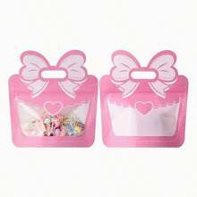 10 piezas de bolsas de regalo con lazo - Bolsas autosellantes - Empaque de tarjetas postales pequeñas - Artículos decorativos de caramelos y meriendas con lazo para llevar - Bolsas de plástico con soporte