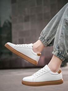 Men's Minimalist Comfy Low-Top Casual Slip-On Sneakers, Streetwear Versatile Unisex Lightweight Commuting Outdoor Flats - Brown - View 7