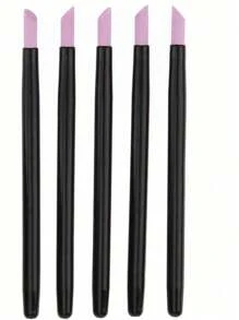 [5pcs/1set] Quartz & Ceramic Nail Polishing & Carving Pen Kit, 45 Degree Cuticle & Skin Remover, Nail Polish, Nail File, Smooth Rock Stone, Natural Nail Gel