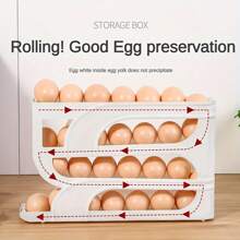 1 件装厨房冰箱多层鸡蛋架，4 层滑动设计，可旋转鸡蛋架，侧门鸡蛋收纳盒，适用于厨房和冰箱