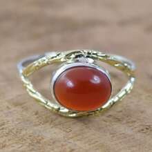 925 Sterling Silver And Brass Onyx Gemstone Jewelry Ring ~ December Month Birthstone ~ Natural Crystal Gemstone Ring ~ Gift For Valentine Day - 瑪瑙 - 查看 1