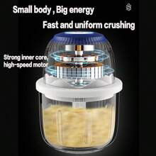 迷你无绳食品加工机，350 毫升/250 毫升小型电动蒜蓉机，1 杯可充电电池 USB 供电无线食品切碎机，便携式蔬菜肉搅拌机，适用于洋葱、沙拉，适用于餐厅、厨房、快餐店、厨房小工具 - 彩色 - 查看 8