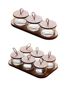 1set New Creative Glass Living Room Fruit Plate With Lid, Japanese Style Multi-Compartment Dry Fruit Tray, Household Tea Table Fruit Plate