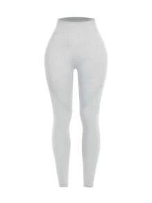 Summer Workout 1pc High Waist Solid Color Yoga Leggings With Pockets, Suitable For Hiking, Outdoor Sports, And Casual Wear