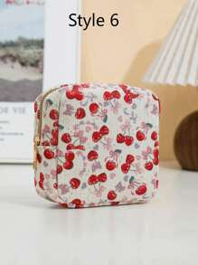 1 PC Fashion Full Printed Bow Printed Wick Sanitary Napkin Storage Bag Mini Cosmetic Bag, Multifunctional Sanitary Napkin Storage Bag Small Square Bag, Small Cosmetic Travel Bag Toiletries Storage Bag For Women/Girls, Cute Zipper Bag Coin Purse College Style Suitable For School, Work, Travel, Cosmetic Bag, Cosmetic Bag, Skin Care Bag, Toiletry Bag, Packaging Box, Travel Supplies - Multicolor - View 14