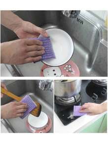 4 件套厨房清洁洗碗布、不粘油洗碗海绵、清洁刷