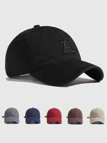Czapka baseballowa z haftem w literę A Jednolity kolor Prosta, swobodna czapka sportowa Czapki z filtrem przeciwsłonecznym