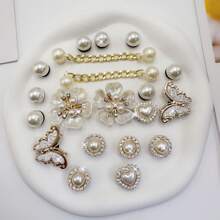 20pcs Shoe Decorations, Detachable Rhinestone Bear Bow, Snowflower, Garden, Beach Shoe Chains, Perfect Holiday Gift