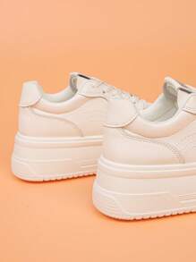 Women's Thick Sole Sneakers, Spring & Autumn New Breathable Comfortable Versatile White Casual Shoes, Height Increasing