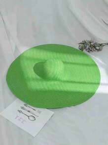 1pc Foldable Boho Style Oversized Brimmed Straw Sun Hat, Fashionable & Versatile, Suitable For Women Beach Holiday - Straw Hat - View 11