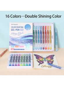 88/40 Farben Metallic Glitzer Gelschreiber Set, extra große Kapazität Glitzer Gelschreiber, Glitzer-Effekt, attraktiv, geeignet für Malbücher, Textmarker, 1mm, Grundschul-Kunst-Zeichenbücher, stapelbare farbige nicht-transparente Papiere, Hochleistungs-Textmarker, Glitzer-Gelschreiber, Zeichenstifte, geeignet für Schüler-Markierungen - Verschiedenfarbig - Übersicht 15