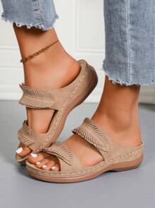 Women's Thick Sole Slippers, Casual Comfortable Flat Beach Sandals For Summer